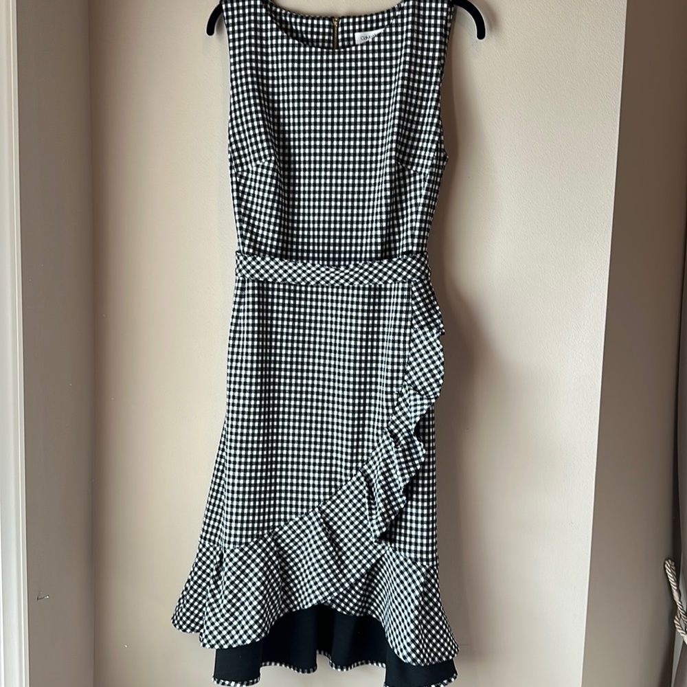 Calvin Klein Women's Cascading Ruffle Sleeveless Dress
